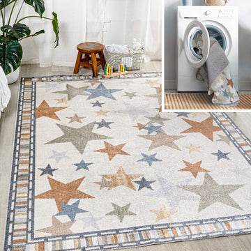 Star Gazer Geometric Machine-washable Area Rug